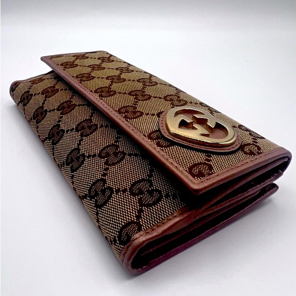AUTHENTIC GUCCI GG MONOGRAM PINK LEATHER TRIM LOVELY HEARTS WALLET - Picture 6 of 11